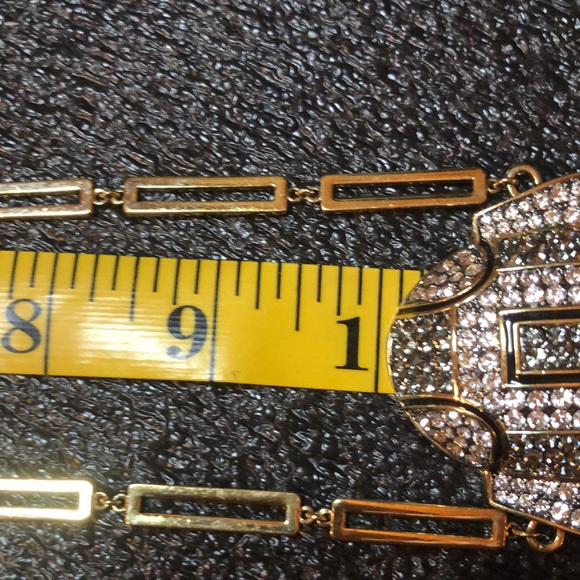 AKKAD Crystal Pave Gold Tone & Black Enamel Statement Necklace - Picture 15 of 16